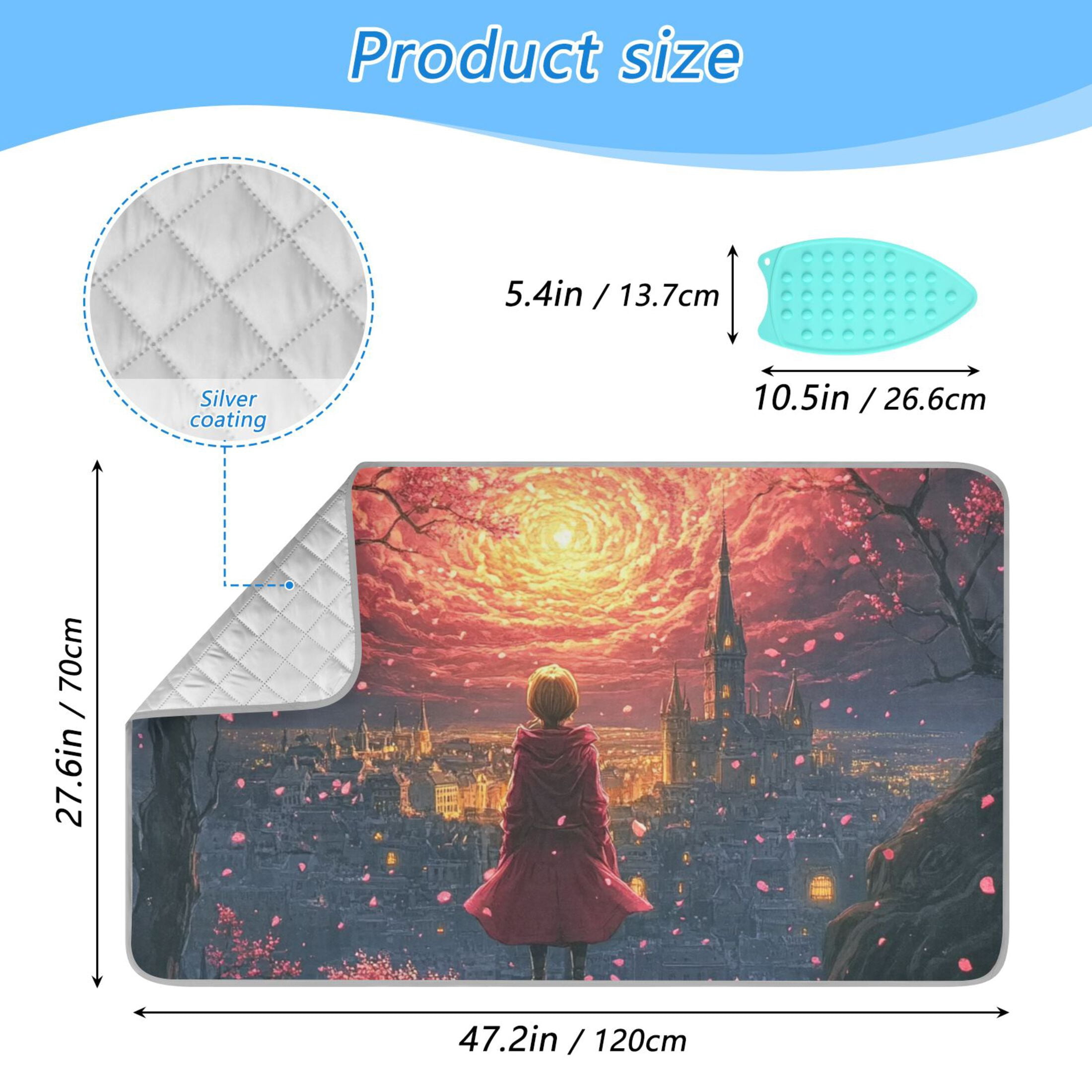 Fantasy Sky and Girl Ironing Mat Blanket for Table Top Travel Portable Ironing Board Pad 47.2x27.6 Inch