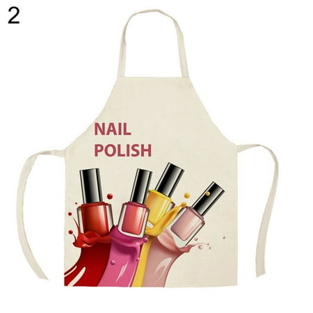 

XHAO 1 Pcs Kitchen Apron Clear Pattern Anti-fade Flax Nail Glue Printed Cooking Chef Bib for BBQ