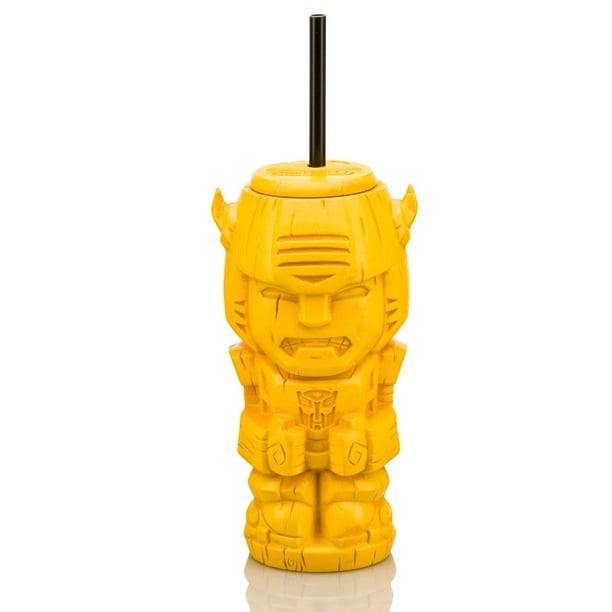 Vaso Transformers Geeki Tikis Bumblebee de 750 ml con pajita