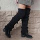 thumbnail image 1 of Winter Women Leg Warmers Wool Ball Knitted Lolita Knee High Foot Cover Socks, 1 of 1
