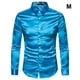 thumbnail image 5 of Minnieouse Camisa satinada lisa para hombre Casual Slim Fit - Grande y de secado rápido para cualquier ocasión Camisa para hombre Formal de Camisetas azul METRO, 5 of 6