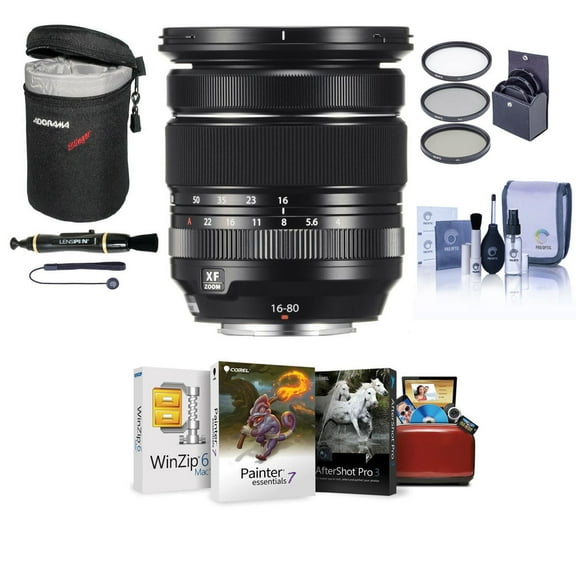 Fujifilm XF 16-80mm f/4.0 R OIS WR Lens, Bundle with ProOptic 72mm UV Filter, Lens Case, Cleaning Kit, Lens Cap Tether,  Lens Cleaner, Mac Software Kit