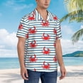 thumbnail image 3 of Fuzoiu Cute Red Crabs With Nautical Print Hawaiian Shirt for Men, Summer Beach Casual Short Sleeve Button Down Shirts, Men’s Beach Summer Shirts with Pocket,Large, 3 of 7