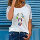 thumbnail image 2 of Moda Mujer Causal Rounk Cuello Impresión Blusa Manga corta Hollow Out Camiseta Verano Tops Fridja bn5735, 2 of 8