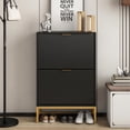 thumbnail image 4 of IQCNGVX Modern Fluted Shoe Cabinet with 2 Flip Drawers, 4 of 7