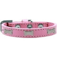 thumbnail image 1 of Silver Bone Widget Dog Collar Light Pink Size 20, 1 of 1