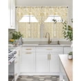 thumbnail image 4 of Yellow Flowers Swag Kitchen Curtains Sets for Windows 24 Inch Length, Country Pastoral Floral Leaves Vines Short Window Curtain Panels Swags Valances and Tiers 3 Piece Set for Cafe/Dining Room, 4 of 5