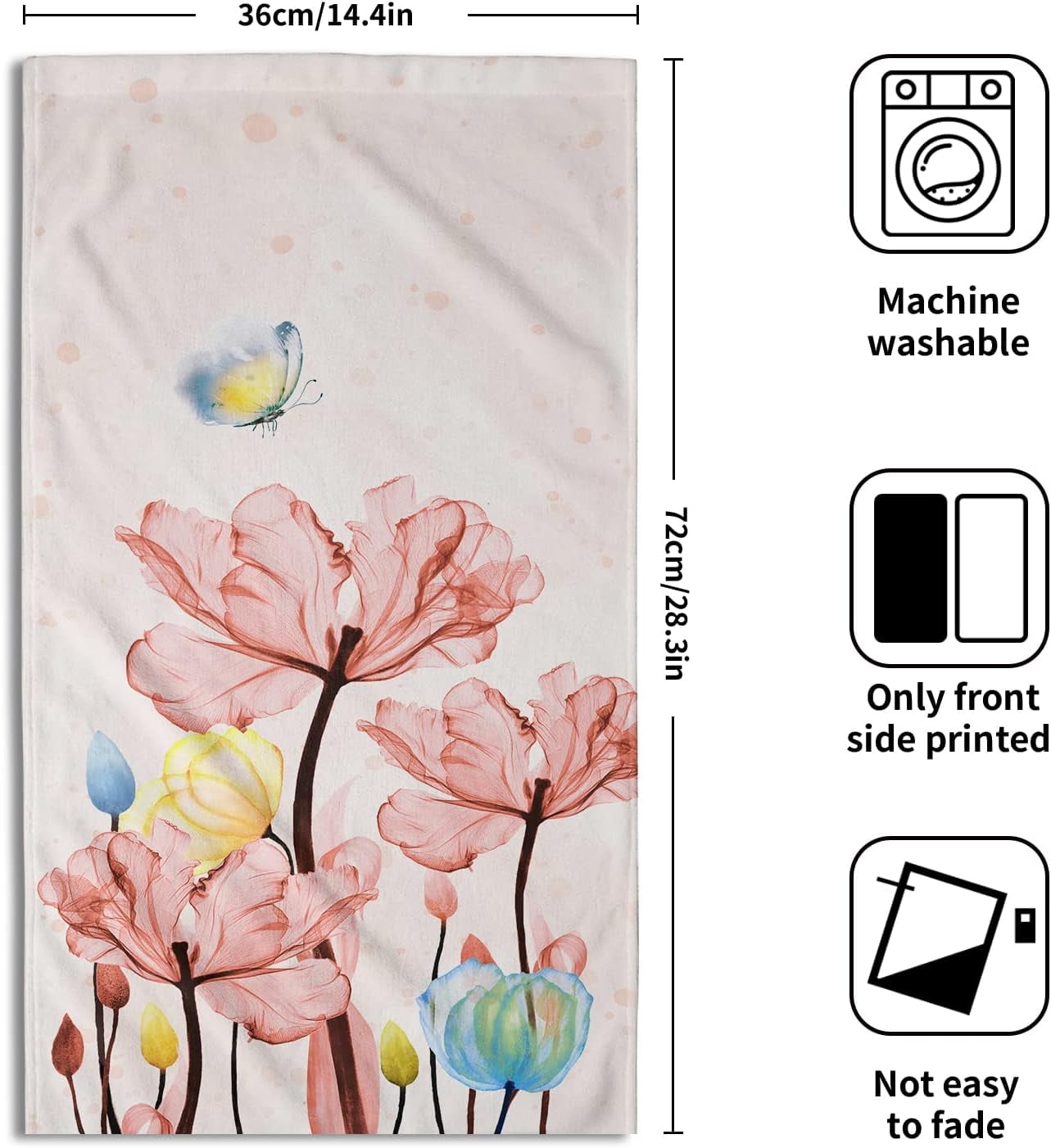 Pink Floral Hand Towels Set of 2 Modern Flower Soft Absorbent Small Decorative Fingertip Face Towel for Bathroom Kitchen Hotel Spa Gift
