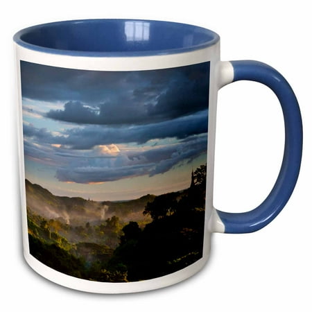 3drose, Jungle in Sunset Mist, Mrauk-u, Rakhine State, Myanmar, 11oz Two-tone Blue Mug