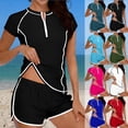 thumbnail image 6 of qucoqpe Tankini Swimsuits for Women Fashion Print Full Coverage Two-Piece Modest Bathing Suits Sporty Zipper Swimwear with Boyshorts, 6 of 6