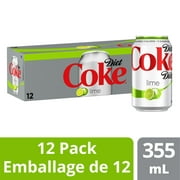 Diet Coke with Lime 355mL Cans, 12 Pack
