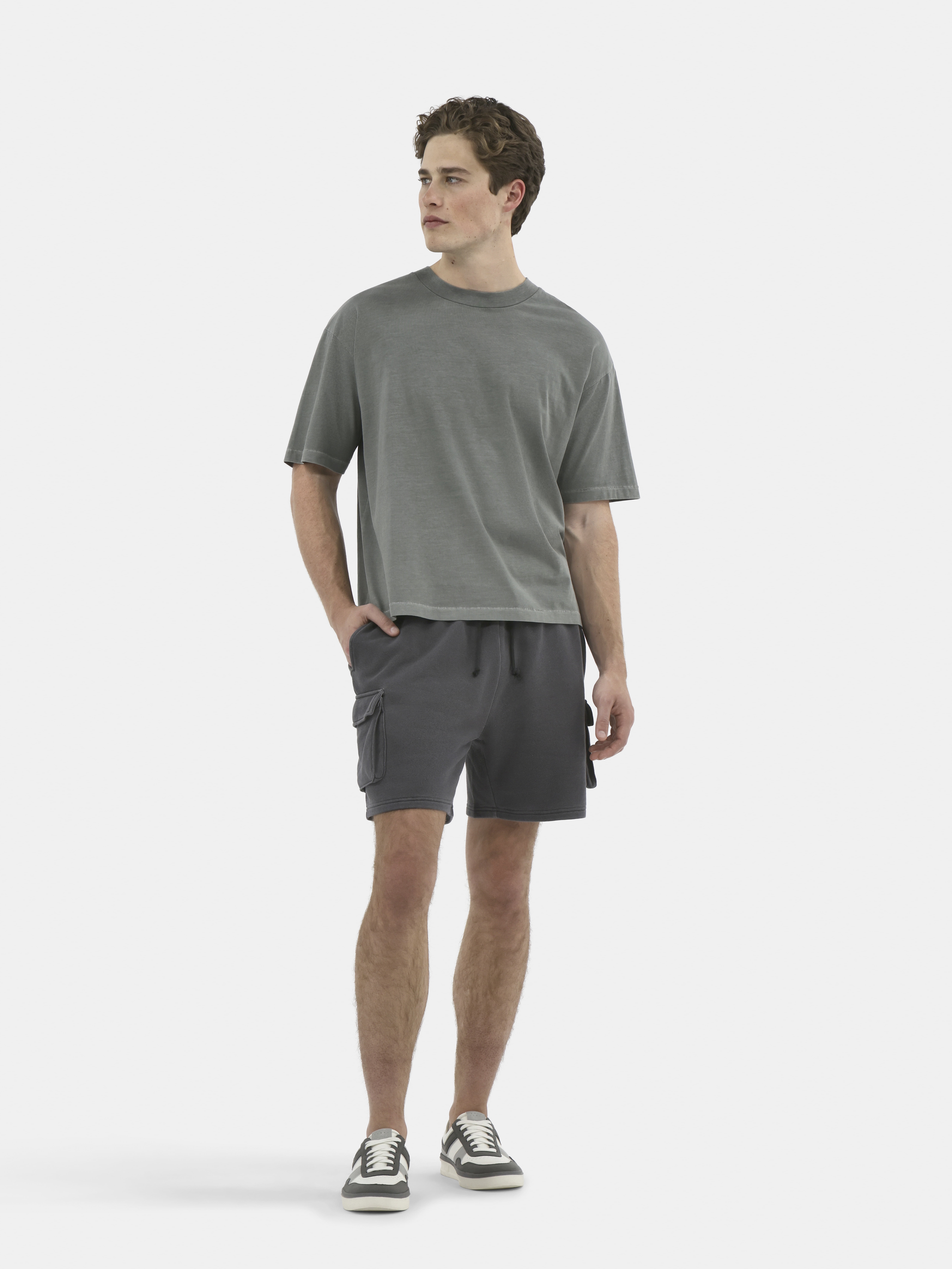 No Boundaries Cotton Oversized Cropped Tee with Short Sleeves, 2-Pack, Men's and Big Men's XS-5XL