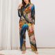 thumbnail image 2 of Balery Bluebird Blossom Elegance Conjunto de Pijama con Estampado para Mujer, Conjunto de Dos Piezas con Manga Larga, Ropa de Dormir Suave con Bolsillos, Pijamas Cómodos-XX-Large, 2 of 7