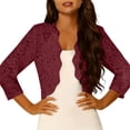 thumbnail image 6 of Yxbdin Lace Shrug Cardigans for Women Summer 3/4 Sleeve Bolero Shrug Lightweight Open Front Cardigan Elegant Cropped Shrug Tops for Dresses, 6 of 8