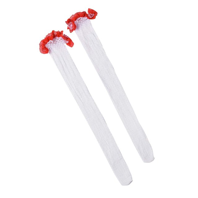 Penkiiy Bas Cuisses Jupe Adulte Chaussettes en Soie Dentelle Transparente Maille Chaussettes en Soie pour Femmes Collants Rouges