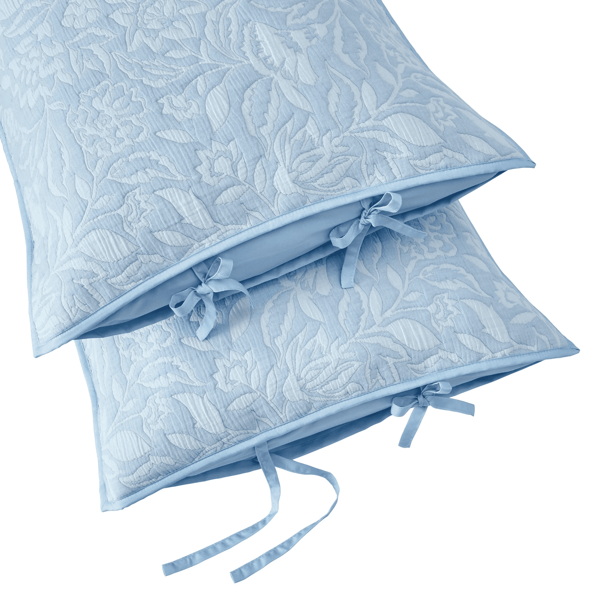 Better Homes & Gardens Floral Matelassé Pillow Shams, Standard, Blue, 2 Pack
