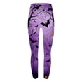 thumbnail image 4 of Yeaiivve Halloween Printed Leggings for Women Gradient SpiderWeb Bat Tight Pants Tummy Control Workout Legging Soft Comfy Stretchy Yoga Pant L, 4 of 6
