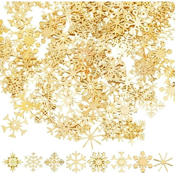 450 Pcs Mini Metal Snowflake Golden Brass Christmas Embellishment Tiny Shiny Snowflake Ornaments Little Nail Art Decoration Accessories for DIY Craft Winter Christmas Party Decor diy
