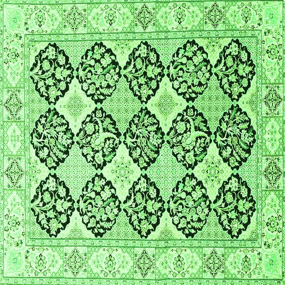 Ahgly Company Indoor Square Persian Green Traditional Area Rugs, 3' Square