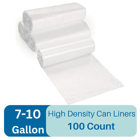 ProCure 7-10 Gallon Clear Trash Bags  100 Count - S/M - High Density  8 Microns 2 Coreless Rolls
