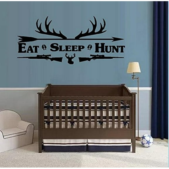 Decal ~ Eat Sleep Hunt #2 Children, Wall or Window Decal (Large 20"x 40", Black)