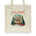 thumbnail image 2 of Merry Christmas Santa Reindeer Antlers Corgi Sleigh Xmas Winter Holiday Canvas Tote Bag Welsh Corgi Dog Lover Gifts Idea Reusable Shopping Grocery Bag - 00023, 2 of 5