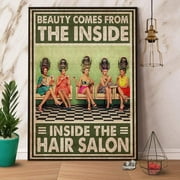 Metal Signs Beauty Comes from The Inside Inside The Hair Salon Sign Retro Metal Signs Vintage Aluminum Tin Sign for Kitchen Home Office Cafe Bar 8x12 Inches