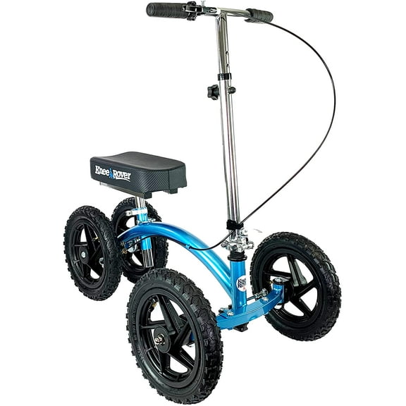 KneeRover Quad All Terrain Knee Scooter - Heavy Duty, for Surgery Recovery and Injuries, Metallic Blue