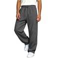 thumbnail image 2 of Men's Sweatpants with Pockets Elastic Waistband Wide Leg Athletic Joggers Solid Color Workout Running Hiking Casual Activewear, 2 of 7