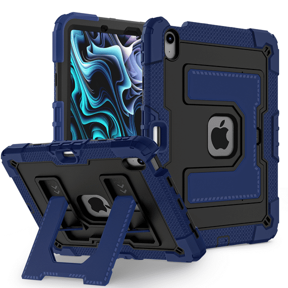 Case for iPad Air 11 inch (M3/M2-2025/2024), Air 5th Generation 2022/4th Gen 2020 10.9 inch, Protetive Cover with Stand, Pencil Holder Navy Blue Black