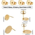 thumbnail image 6 of 1box 40pcs 10 style Flat Round Stud Earring Findings with Ear Nuts/Earring Backs & Loop Textured Mixed color 4pcs/style, 6 of 8
