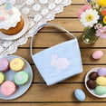 thumbnail image 6 of Bunny Hand Bag Bunny Easter Basket Gingham Easter Bucket Bag for Easter Egg Hunts Party Favor Decorations, Blue, 6 of 6