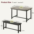 thumbnail image 2 of 3-Piece Dining Table Set for 4 – Industrial Rectangular Table with 2 Upholstered Benches, Sturdy Metal Frame, Space-Saving for Apartments, Condos, Studios – Multiple Color Options Available, 2 of 8