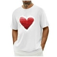 thumbnail image 1 of Tops para hombre, blusas y camisas de cuello redondo y manga corta para hombre. Camiseta/camisa informal de cuello redondo y manga corta con estampado de corazones para hombre. Tops de poliéster para, 1 of 4