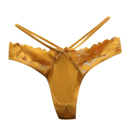Xiaoxatg Sexy Panties for Women New Pure Lace Transparent Underwear For Girls Low Waist Seamless Hollow Thin Straps Crotch Japanese T String T Pants Sheer Lingerie for Women