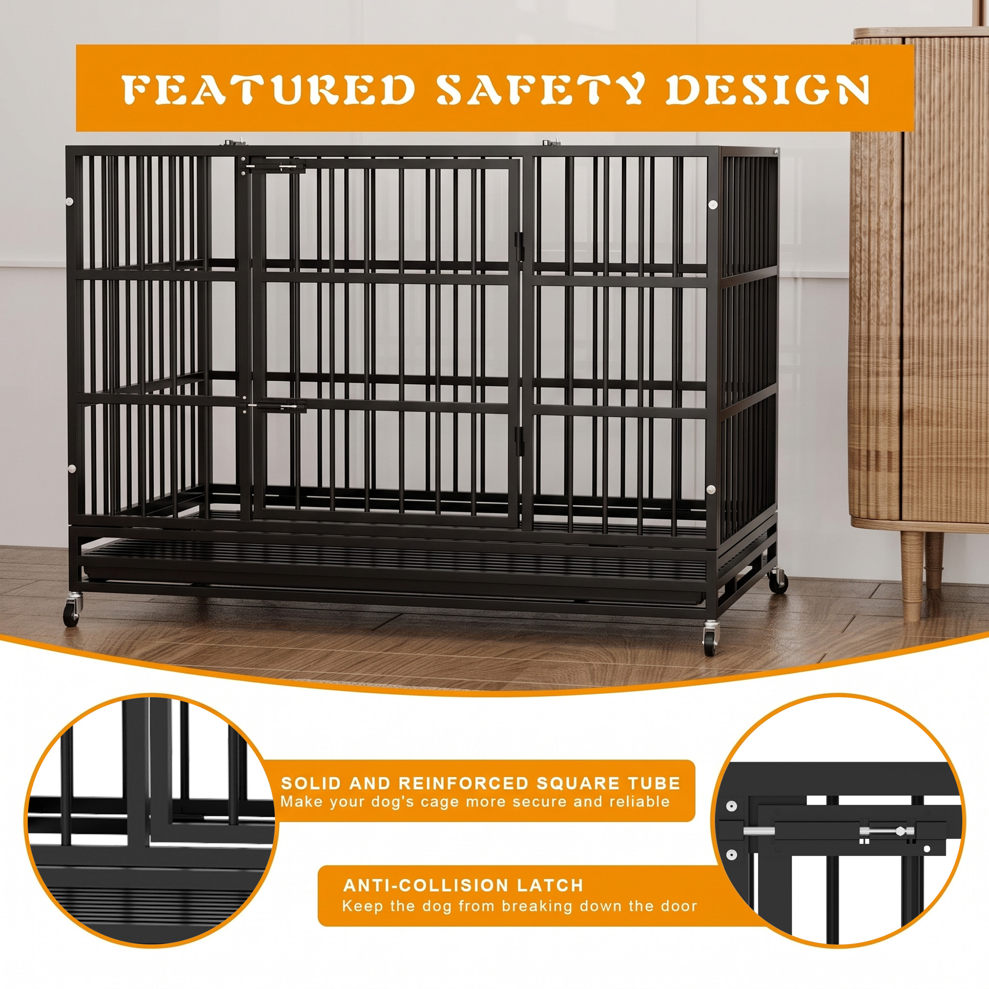 Waleaf 48 Inch Heavy Duty Dog Crate with Wheels photo 7