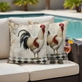 thumbnail image 4 of Vintage Rooster Outdoor Waterproof Pillow Covers, Farmhouse Animals Geometric Decorative Square Throw Pillowcase Sofa Cushion Sham for Patio/Couch/Chair, 20"x20" 2 Pack, 4 of 8