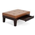 thumbnail image 6 of Storage Ottoman with Drawer | PU Button Tufted Ottoman Bench Footrest with Hidden Storage, Brown Leather Living Room Furniture, Plush Cushioned Seat & Sturdy Hardwood Legs, 6 of 9