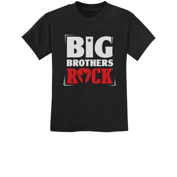 Tstars Boys' Big Brother Shirt - 'Big Brothers Rock' Graphic Tee - Ideal Gift for Siblings, Birthdays, Baby Showers, and Pregnancy Announcements - High-Quality Cotton Youth Apparel