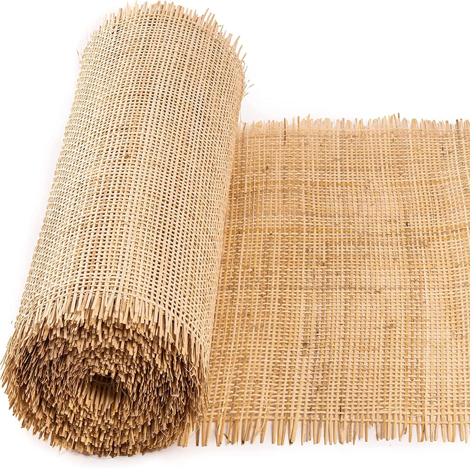 36 Wide Natural Brown Rattan Square Cane Webbing Radio Mesh Caning  Material for Chairs, Cabinet, Door -Open Weave Wicker Woven Rattan Sheets  (36 x 48) 