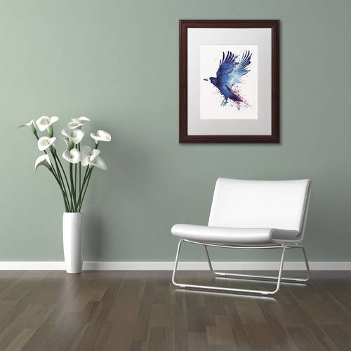 Trademark Fine Art 'Bloody Crow' Canvas Art by Robert Farkas, White Matte, Wood Frame