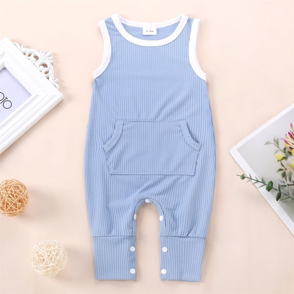 SDJMa Newborn Infant Baby Girl Clothes Cotton Linen Rompers Newborn Infant Baby Girls Boys Sleeveless Ribbed Solid Knit Jumpsuit Clothes