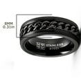 thumbnail image 3 of Metal Masters Mens Stainless Steel Curb Chain Link Spinner Fidget Ring Anxiety Band Black Blue 8mm, 3 of 6