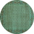 thumbnail image 1 of Ahgly Company Machine Washable Indoor Round Abstract Turquoise Blue Contemporary Area Rugs, 7' Round, 1 of 4