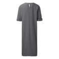 thumbnail image 6 of Bohemian Loose Mens Maxi Kaftan, Split Hem Pocket Linen Long Robe, Soft Breathable Fabric for Resort Wear, Travel and Home Casual Outfits Dark Gray S, 6 of 6