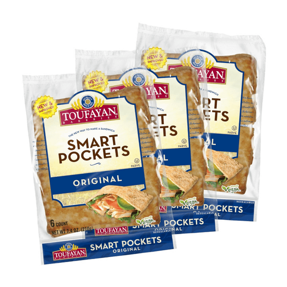Toufayan Original Smart Pockets Pita Bread | Naturally Vegan (3 Pack)