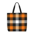 thumbnail image 1 of Fotbe Orange Plaid Bolsa Tote con Estampado para Mujer, Bolsos con Cremallera, Bolsa de Hombro Casual de Gran Capacidad con Bolsillos Internos, 1 of 7