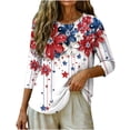 thumbnail image 6 of Womens Crewneck Patriotic Tshirts July 4th Festival 3/4 Sleeve Shirt Tops Casual Independence Day Pullover Tees White, 3XL, 6 of 7