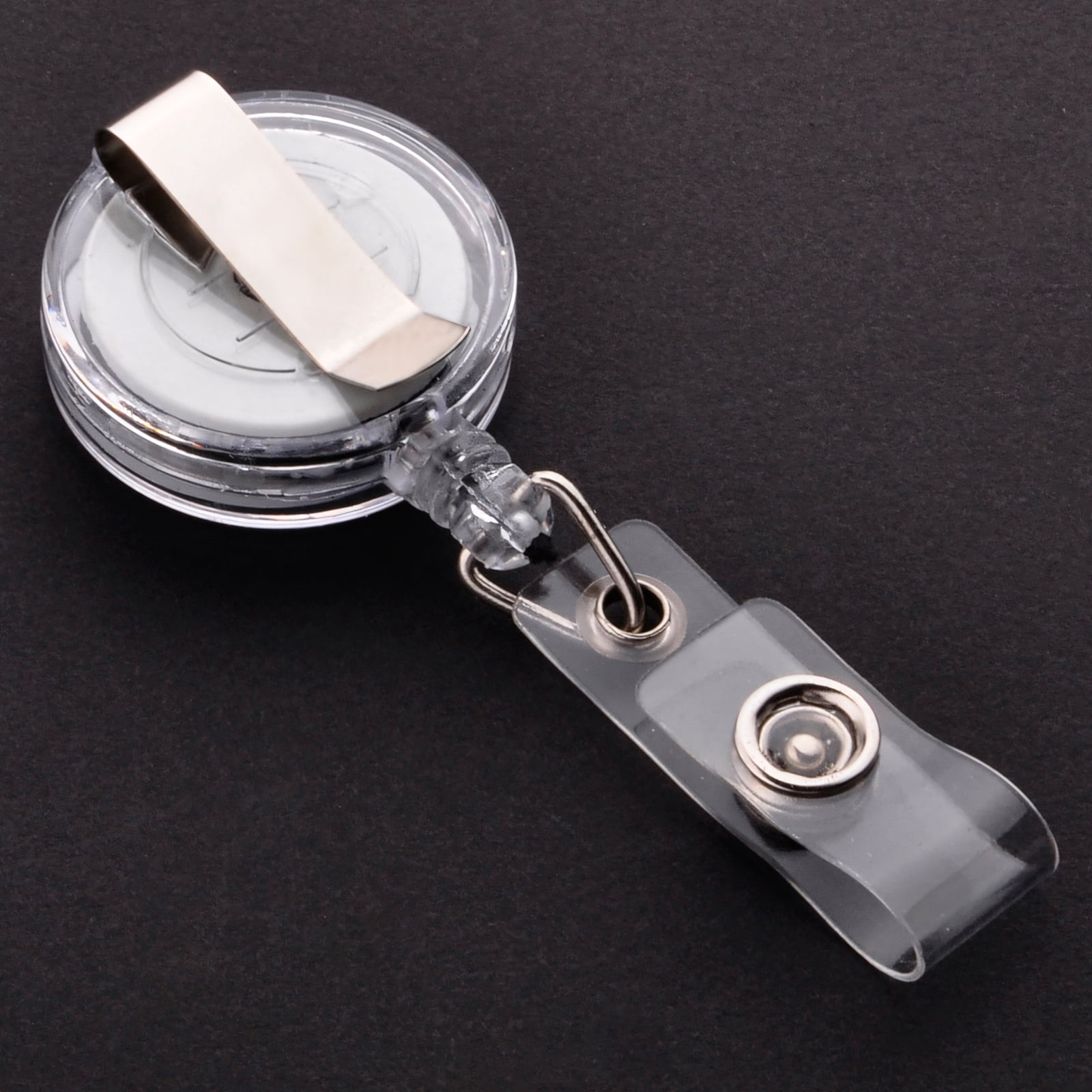 GOGO 50 PCS Wholesale Retractable Badge Reel Name Tag Holder Reel Key Clip-Transparent Black-50 Pcs