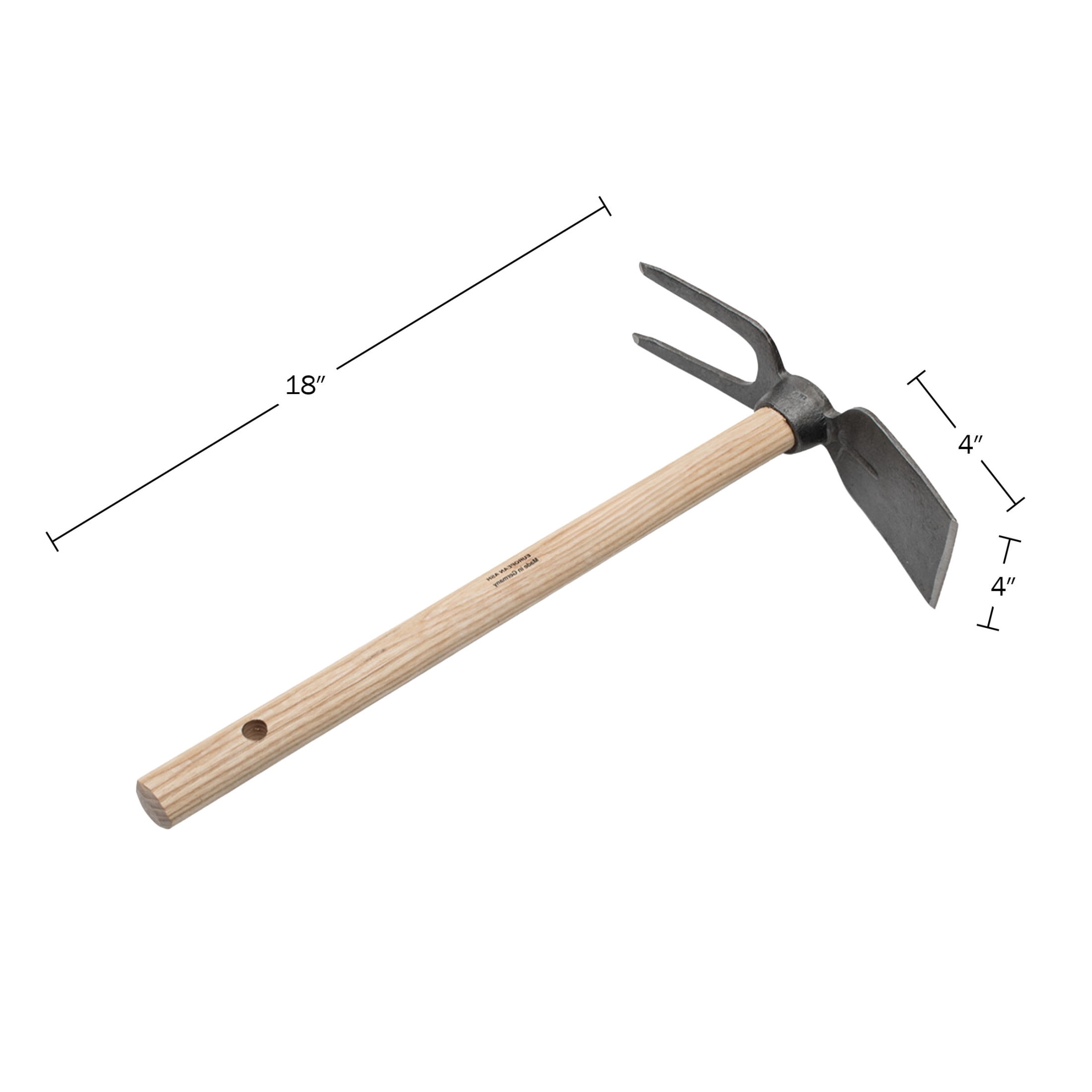 Kings County Tools 18” Garden Hoe & Cultivator – Dual-Sided Hand Tiller Tool with Wood Handle
